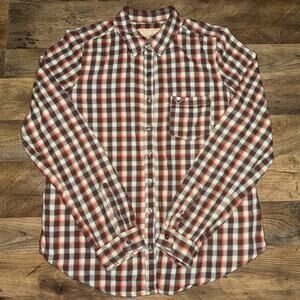 Hollister Women’s Flannel Long Sleeve Button Down Plaid Shirt Size Large